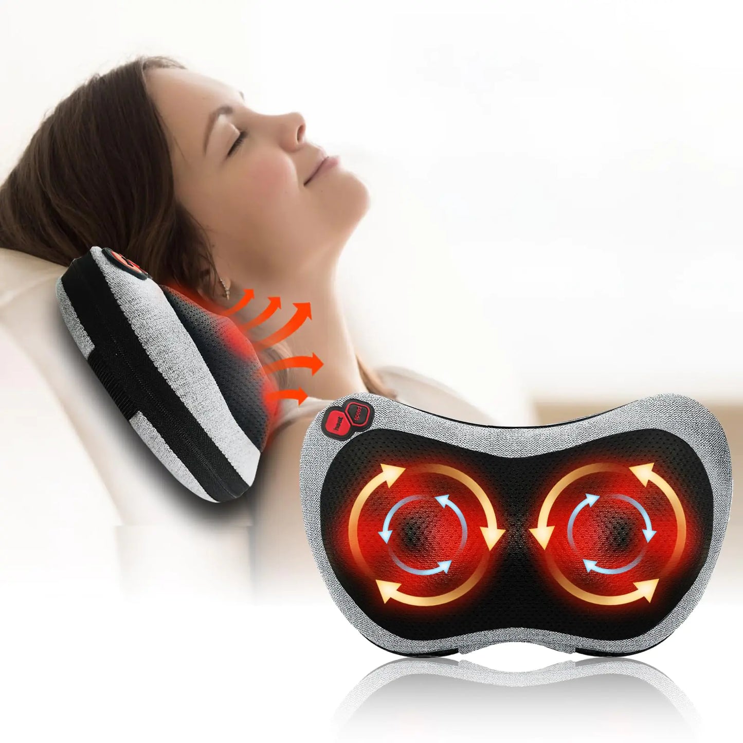 Heated Neck Pillow and Back Massager, Reduce Stress Relax at Home Office and Car