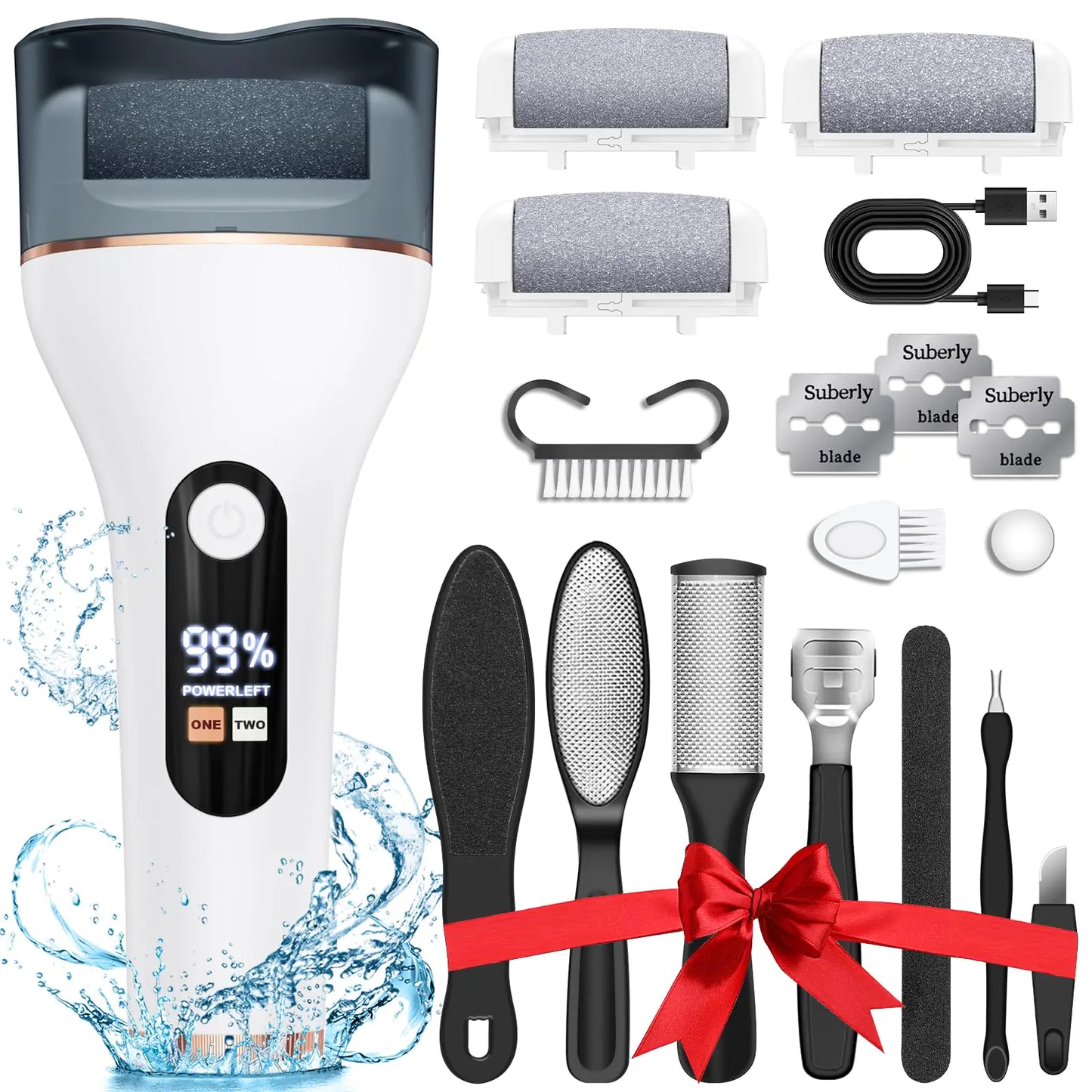 Electric Foot Callus Remover Rechargeable Portable Pedicure 16 In 1 Kit Foot Scrubber Professional Foot Care To Remove Dead Skin Hard Skin Dry Cracks