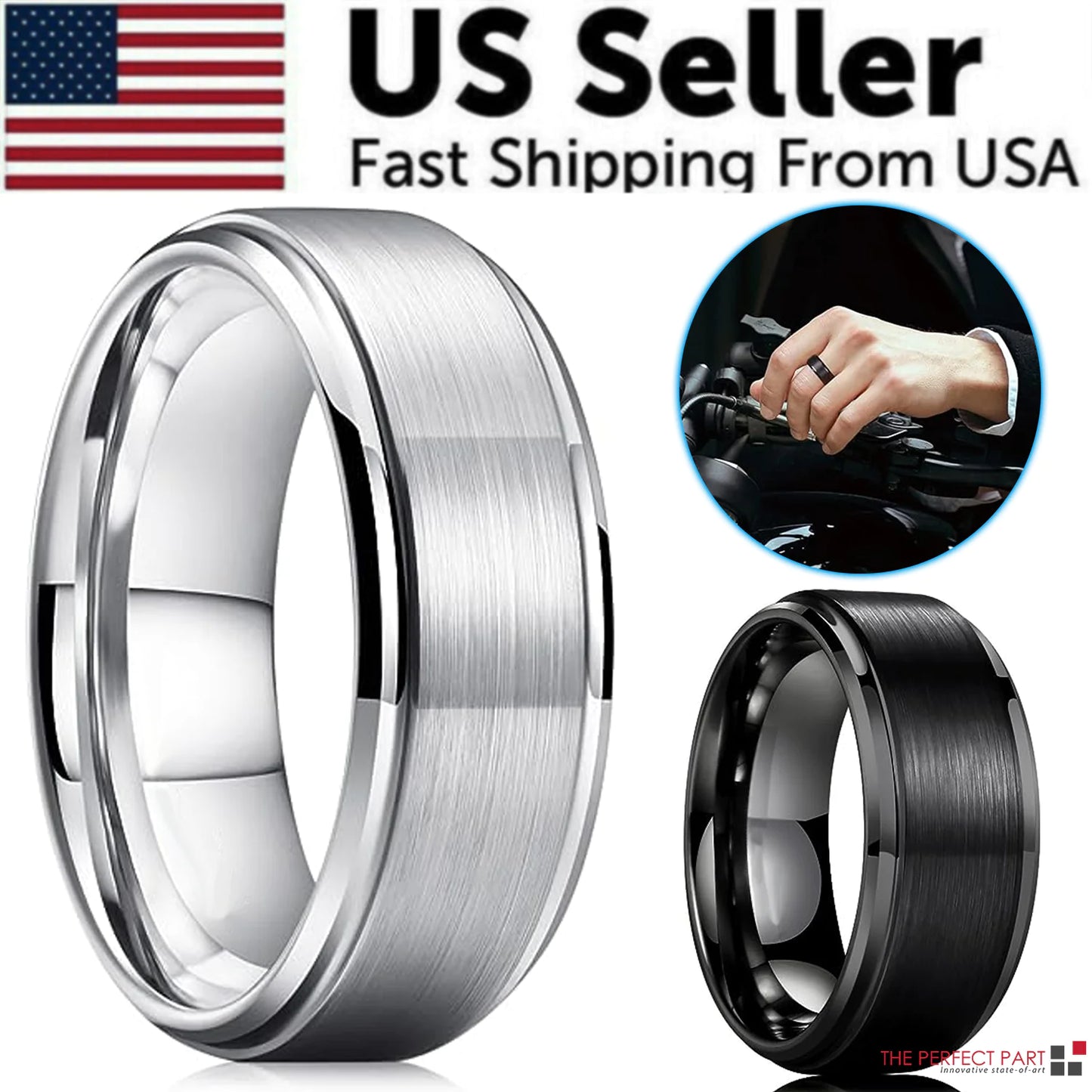 Tungsten Carbide Band Ring Brushed Metal Ring