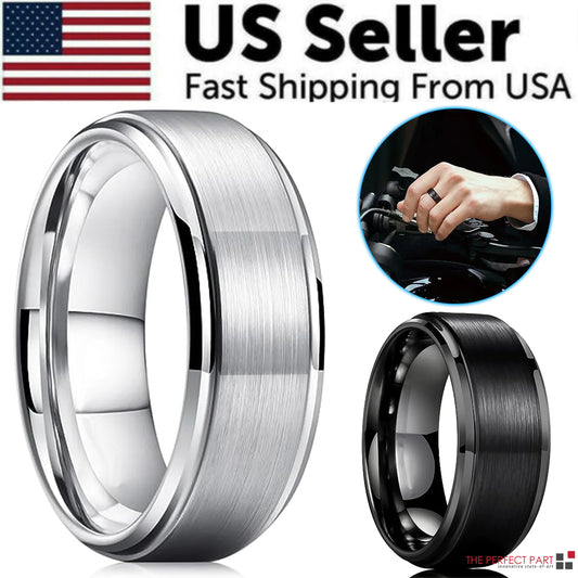 Tungsten Carbide Band Ring Brushed Metal Ring