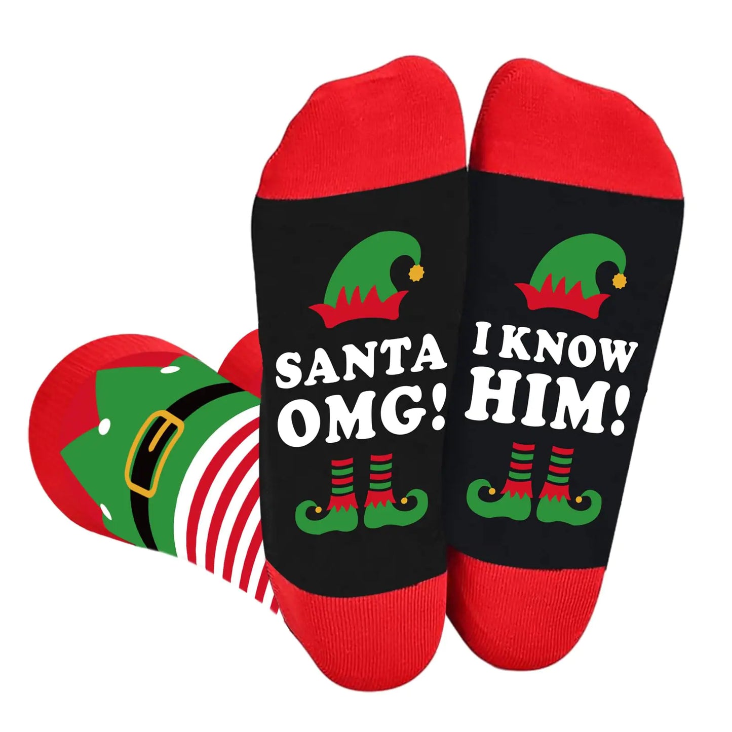 Elf Christmas Socks for Women Men Funny Holiday Socks!