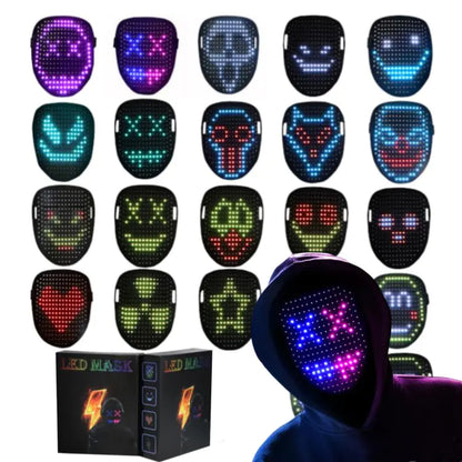 Gesture Sensing Transforming LED Face Mask for Halloween Costume Cosplay Party Masquerade