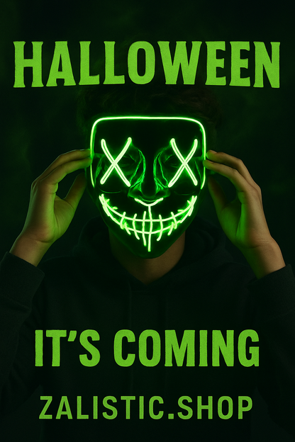 Fun Halloween Mask Glowing Gloves for Halloween Costume Cosplay Party Led Light Up Scary Masks for Halloween Party (Green)