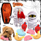 13 Pcs Halloween Hide and Seek Dog Toys Halloween Coffin Mummy Dog Toys with Organs Burrow Interactive Dog Toys Halloween Stuffing Body Dog Squeaky Toys for Halloween Decor Dog Training