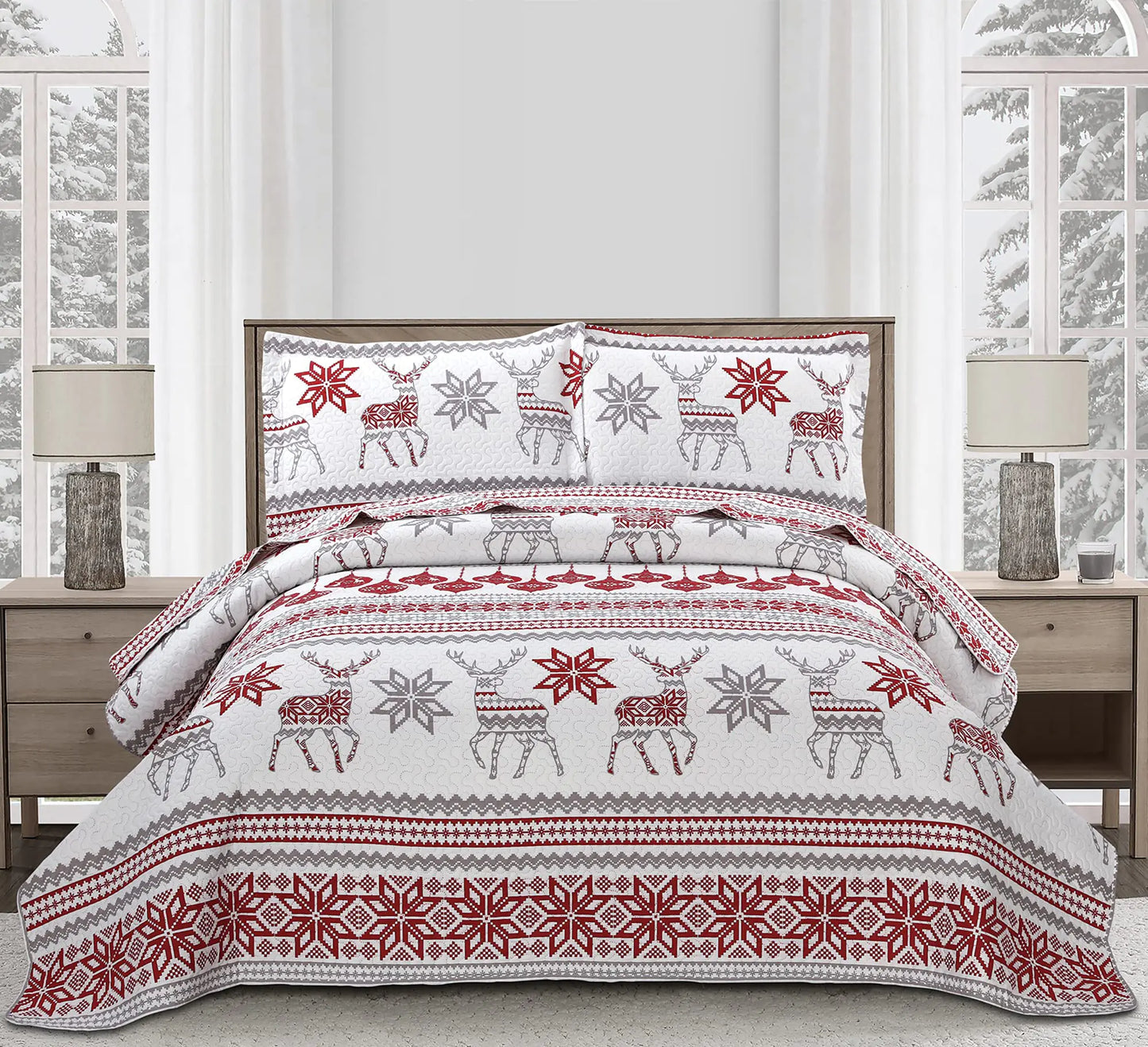 Christmas Quilt Queen Size Christmas Bedding Set