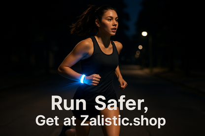 Add the word " Run Safer, Get at Zalistic.shop " toward the bottom of the image