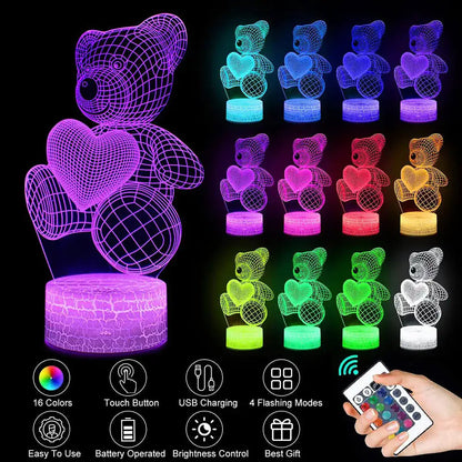 3D Lamp Acrylic Multicolor  LED Night Lights Neon Decorations For Home Bedroom. Great Birthday Gift