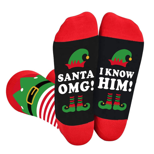 Elf Christmas Socks for Women Men Funny Holiday Socks!