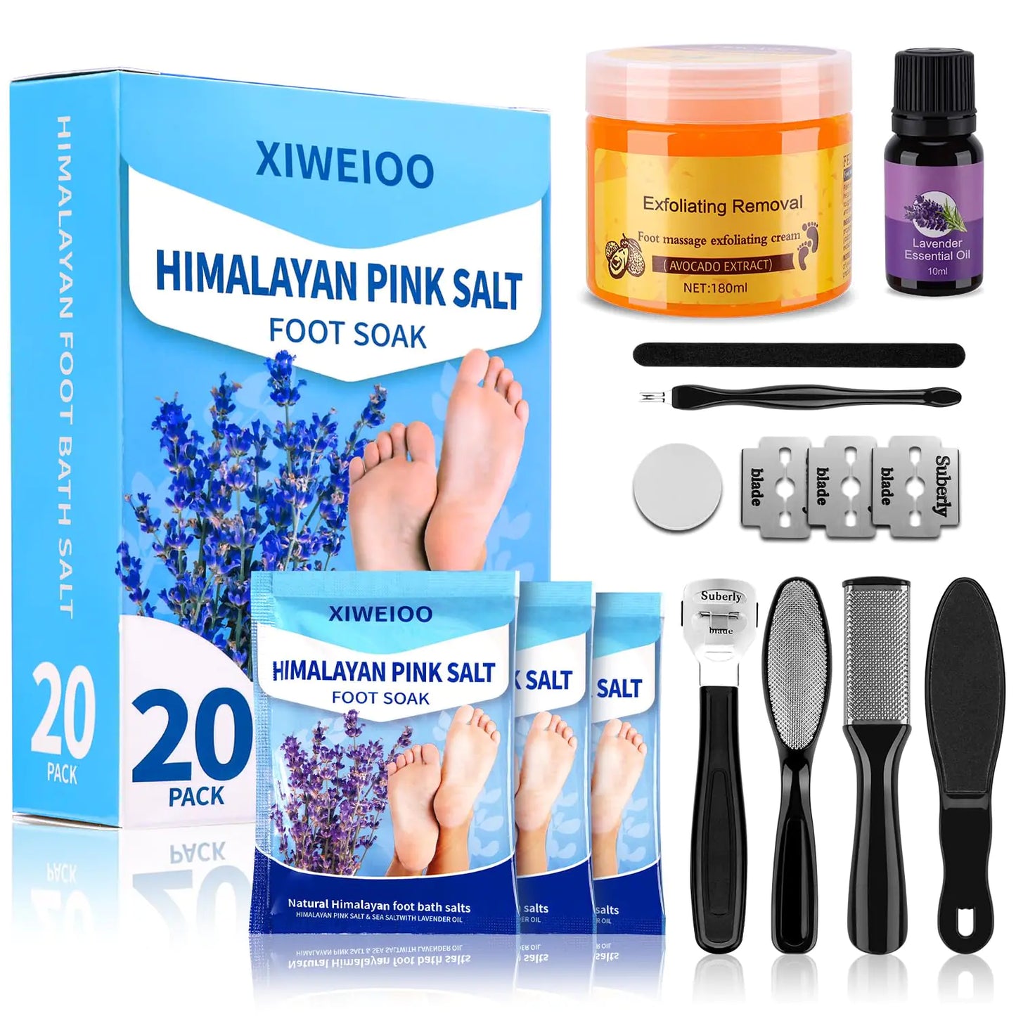 Foot Soak Salt Kit To Help Reduce Foot Odor., Moisturize & Soothe Aching Feet With Epsom Salt Foot Pedicure Kit At Home Spa