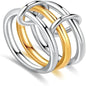 Gold Silver Interlocking Ring Stacking Link Connected Rings